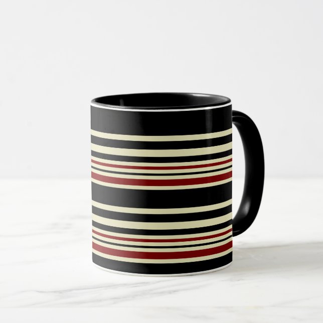 Deep Red Striped Mug — Warmth Meets Elegance Tasse (VorderseiteRechts)