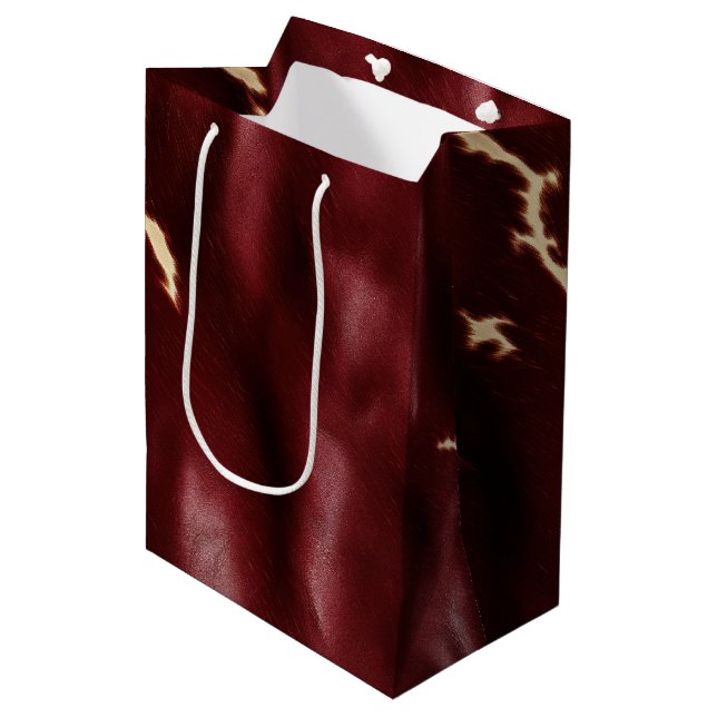 Deep Red Südwest Cowhide Mittlere Geschenktüte (Vorderseite Schrägansicht)