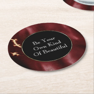 Deep Red Südwest Cowhide Runder Pappuntersetzer