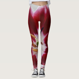 Deep Red Tullip Leggings