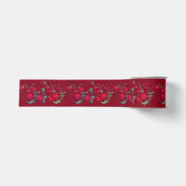 Deep Red Wassail Floral Ribbon Ripsband