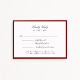 Deep Red Wedding Rsvp card Karte
