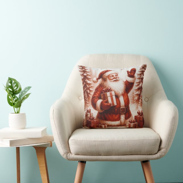 Deep Red & White Santa Christmas Throw Pillow Kissen (Stuhl )
