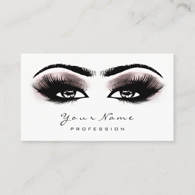 Deep Rose Glitzer Makeup Artist Lash Schwarz-weiß Terminkarte (Vorderseite)
