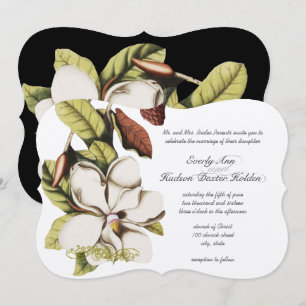 Deep Rose Magnolia Kupfer und grüne Flora Einladung