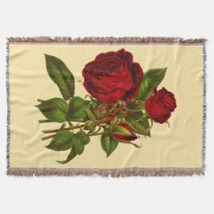 Deep Rote Rosen Woven Throw Decke
