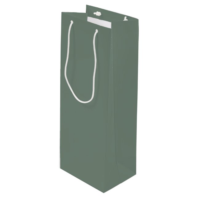 Deep Sage Green Geschenktüte Für Weinflaschen (Vorderseite Schrägansicht)