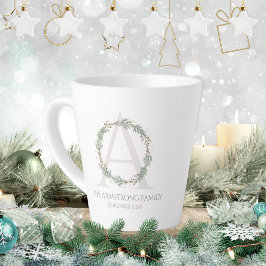 Deep Sage Wreath Monogram Family Name Keepsake Milchtasse