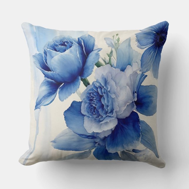 Deep Sapphire Blue Watercolor Kissen (Vorderseite)