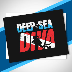 Deep Sea Diving - Diver Down - Scuba Diver Woman Postkarte