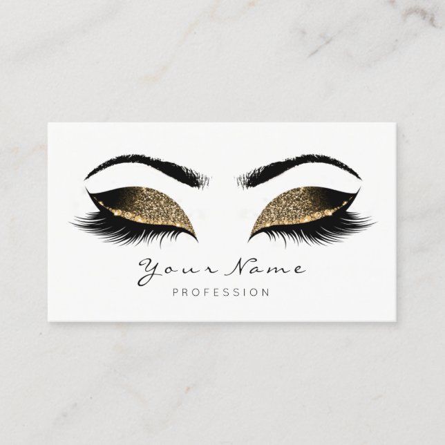 Deep Sepia Glitzer Makeup Artist Lash Schwarz-weiß Terminkarte (Vorderseite)