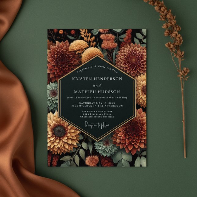 Deep Sienna Floral Autumn Wedding Einladung (Von Creator hochgeladen)
