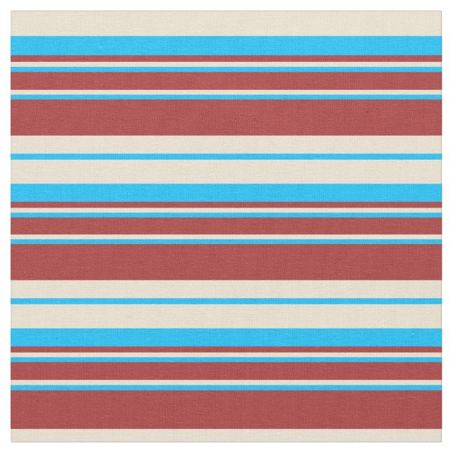 Deep Sky Blue, Beige und Brown Pattern Stoff (Nahaufnahme)