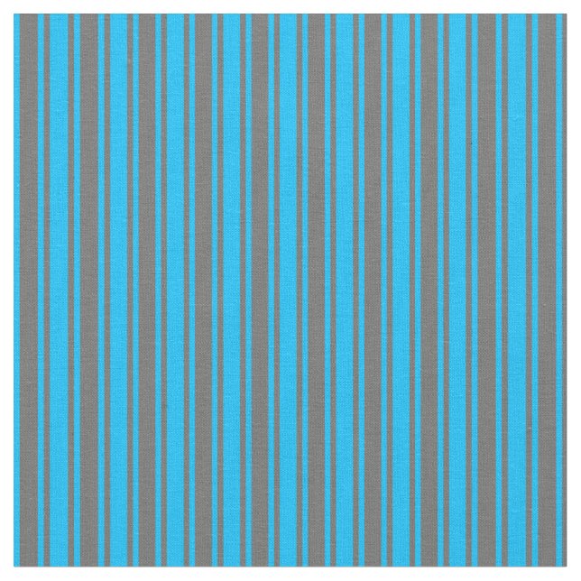 Deep Sky Blue & Dim Grau farbige Streifen Stoff (Nahaufnahme)