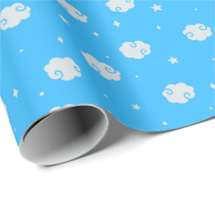Deep Sky Blue - In Wolkenumrandungspapier Geschenkpapier