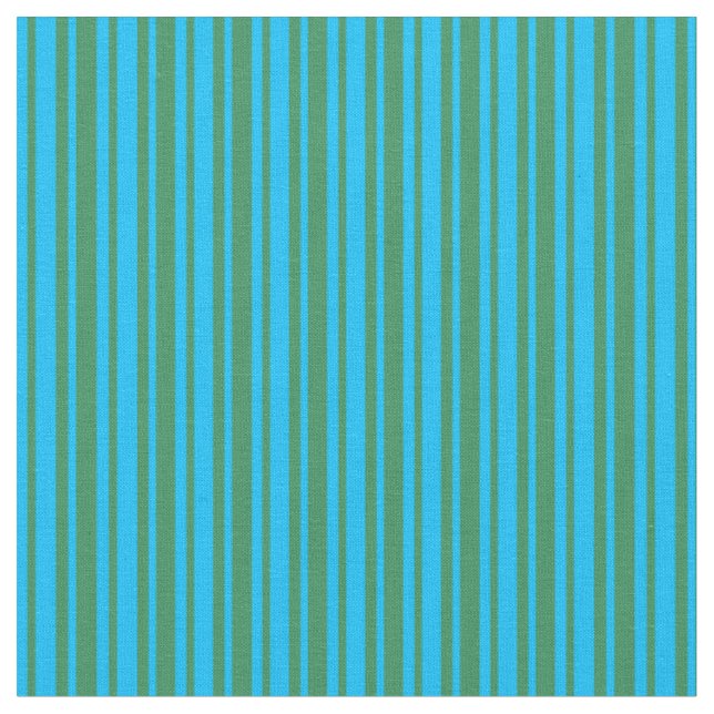 Deep Sky Blue & Sea Green farbene Streifen Stoff (Nahaufnahme)