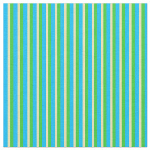 Deep Sky Blue, Tan und Lime Green Colored Stripes Stoff