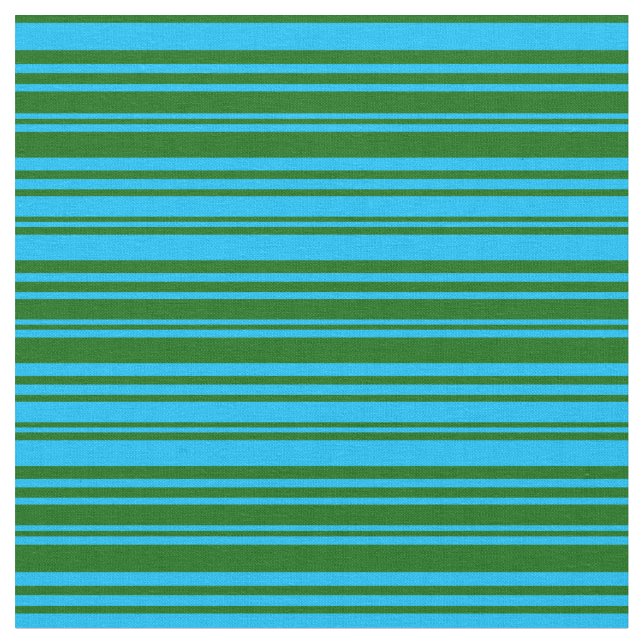 Deep Sky Blue und Dark Green Lines Stoff (Nahaufnahme)