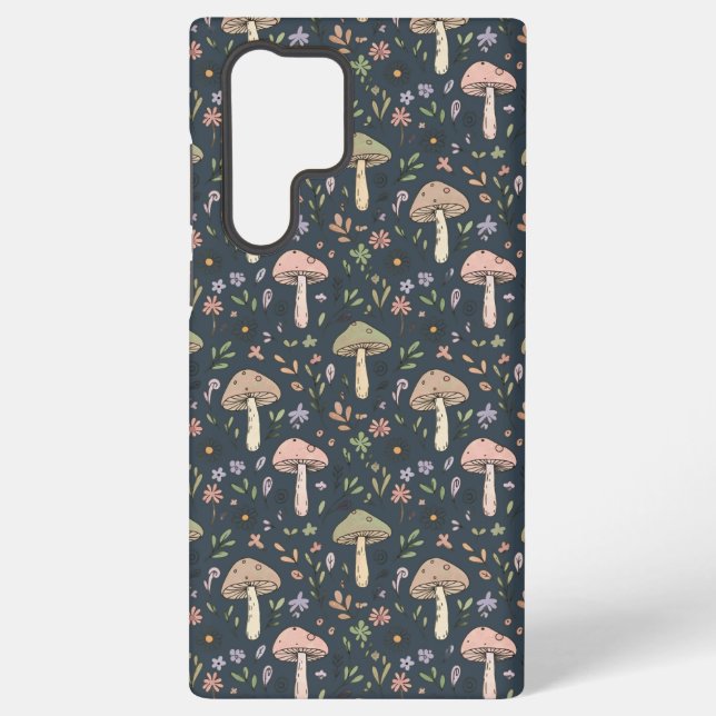 Deep Slate Blue Fungi Seamless Pattern Samsung Galaxy Hülle (Rückseite)