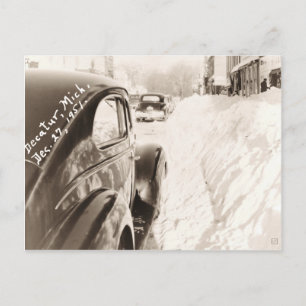 Deep Snow Old Vintage Car Postkarte