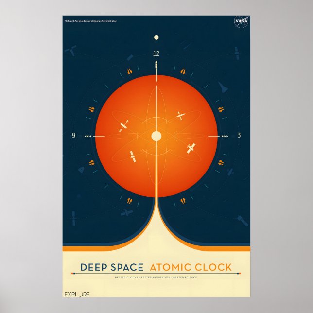 Deep Space Atomic Clock - NASA Retro Style Reise Poster (Vorne)