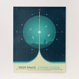 Deep Space Atomic Clock Poster, Blue Version.