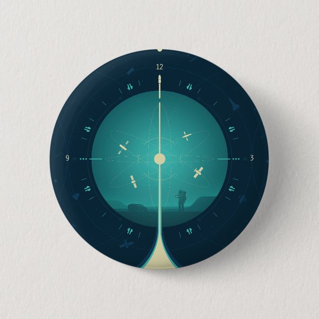 Deep Space Atomic Clock Poster, Blue Version. Button (Vorderseite)