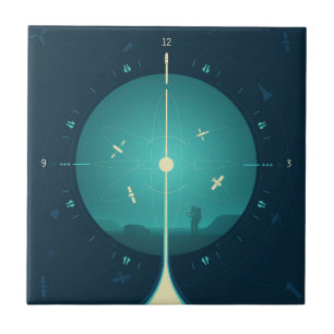 Deep Space Atomic Clock Poster, Blue Version. Fliese