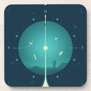 Deep Space Atomic Clock Poster, Blue Version. Getränkeuntersetzer