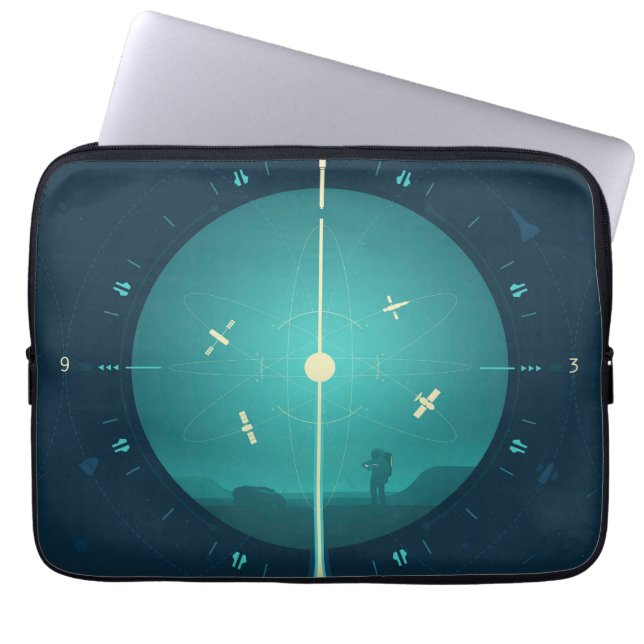 Deep Space Atomic Clock Poster, Blue Version. Laptopschutzhülle (Vorderseite)