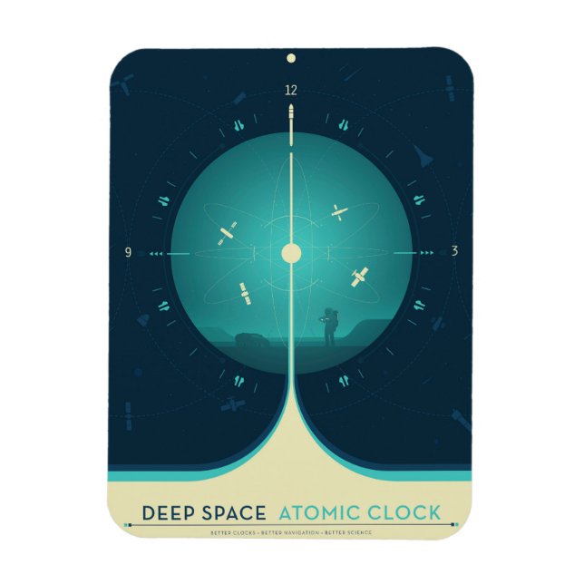 Deep Space Atomic Clock Poster, Blue Version. Magnet (Vertikal)