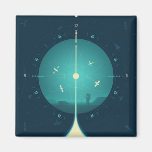 Deep Space Atomic Clock Poster, Blue Version. Magnet