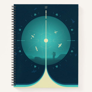 Deep Space Atomic Clock Poster, Blue Version. Notizbuch