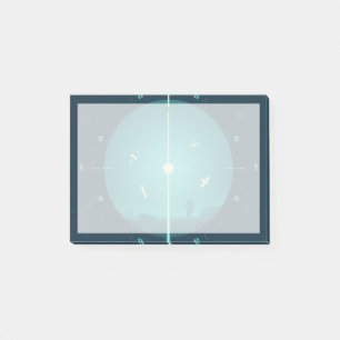 Deep Space Atomic Clock Poster, Blue Version. Post-it Klebezettel