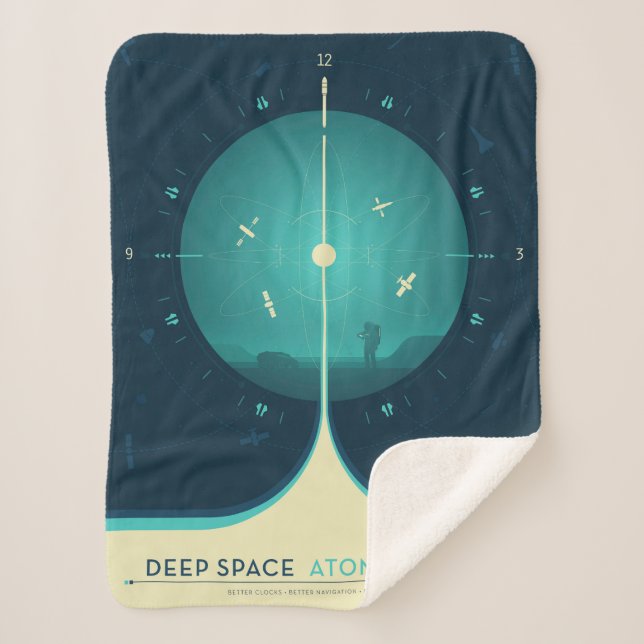 Deep Space Atomic Clock Poster, Blue Version. Sherpadecke (Vorderseite)