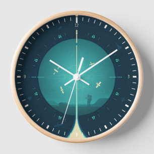 Deep Space Atomic Clock Poster, Blue Version. Uhr