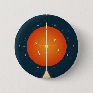 Deep Space Atomic Clock Poster, Orange Version. Button