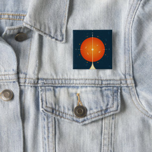 Deep Space Atomic Clock Poster, Orange Version. Button