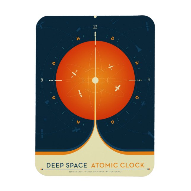 Deep Space Atomic Clock Poster, Orange Version. Magnet (Vertikal)