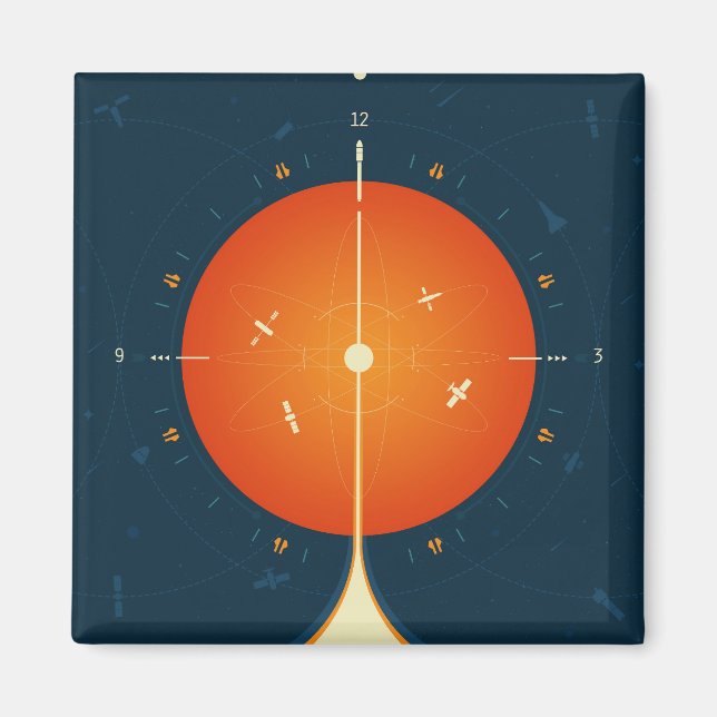 Deep Space Atomic Clock Poster, Orange Version. Magnet (Vorne)