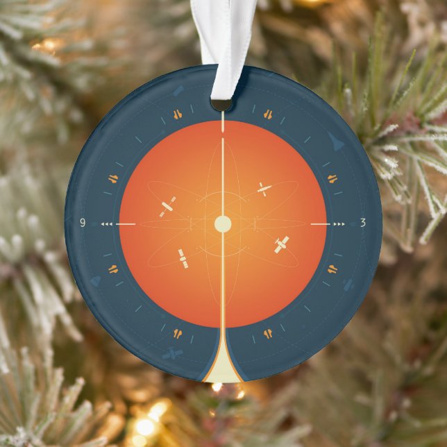 Deep Space Atomic Clock Poster, Orange Version. Ornament (Baum)