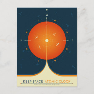 Deep Space Atomic Clock Poster, Orange Version. Postkarte