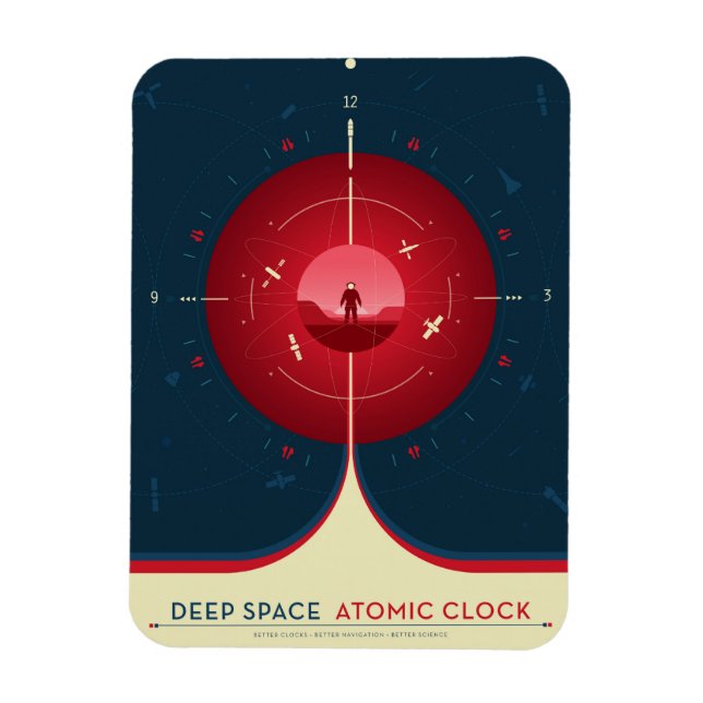 Deep Space Atomic Clock Poster, Red Version. Magnet (Vertikal)