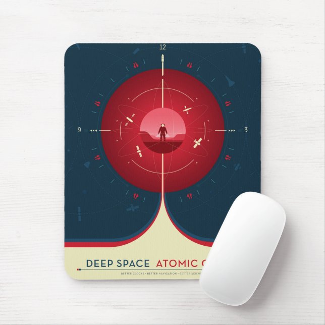 Deep Space Atomic Clock Poster, Red Version. Mousepad (Mit Mouse)