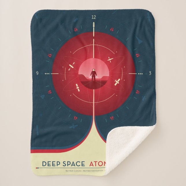 Deep Space Atomic Clock Poster, Red Version. Sherpadecke (Vorderseite)