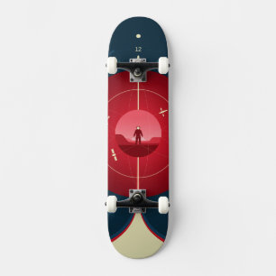 Deep Space Atomic Clock Poster, Red Version. Skateboard