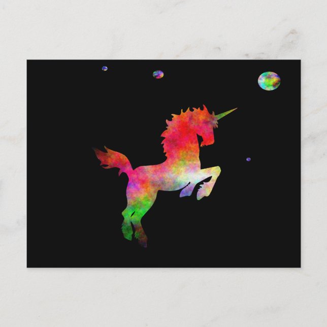 Deep Space Multi-hued Unicorn Postkarte (Vorderseite)