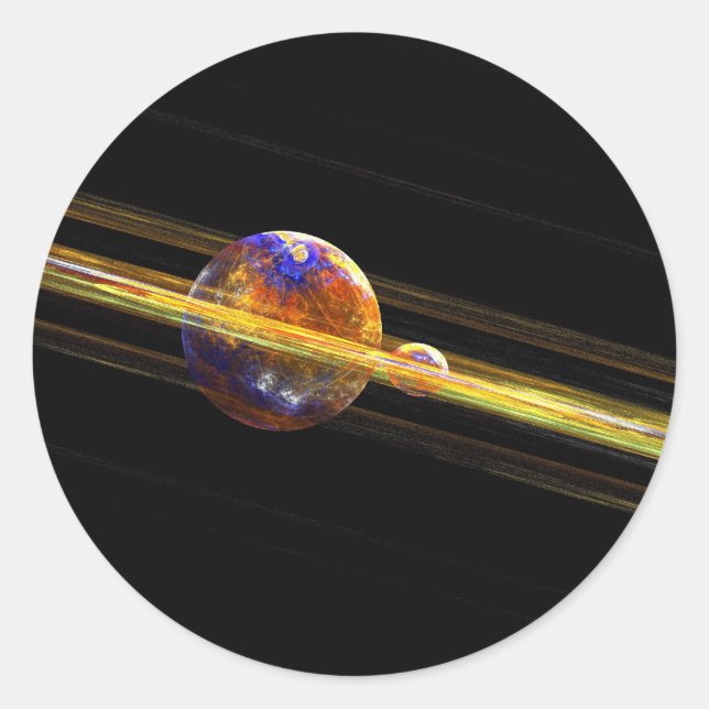 Deep Space Planet und Mond Runder Aufkleber (Vorderseite)