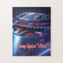 Deep Space Vibes Futuristisches Raumschiff-Puzzle