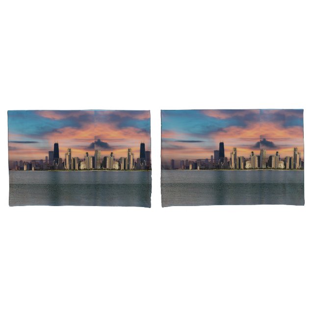 Deep Sunset Over Chicago Kissenbezug (Vorderseite-Set)